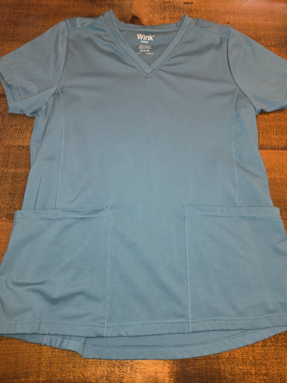 Teal Wink renew womens scrub top, sz medium
